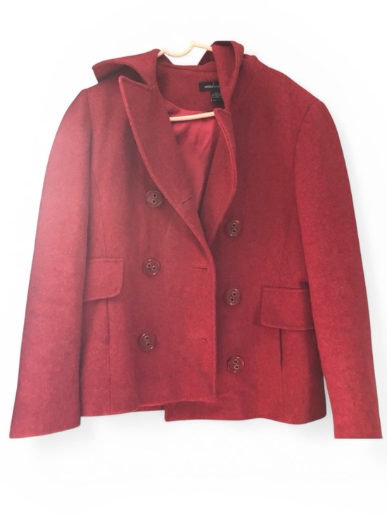 Moda International Jackets & Blazers - Moda International hooded red pea coat- size L/M